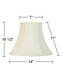 Imperial Shade Set of 2 Creme Medium Bell Lamp Shades 7" Top x 14" Bottom x 11" High Replacement with Harp and Finial