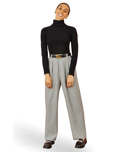 Yumi Women's Check Wide Leg Trousers