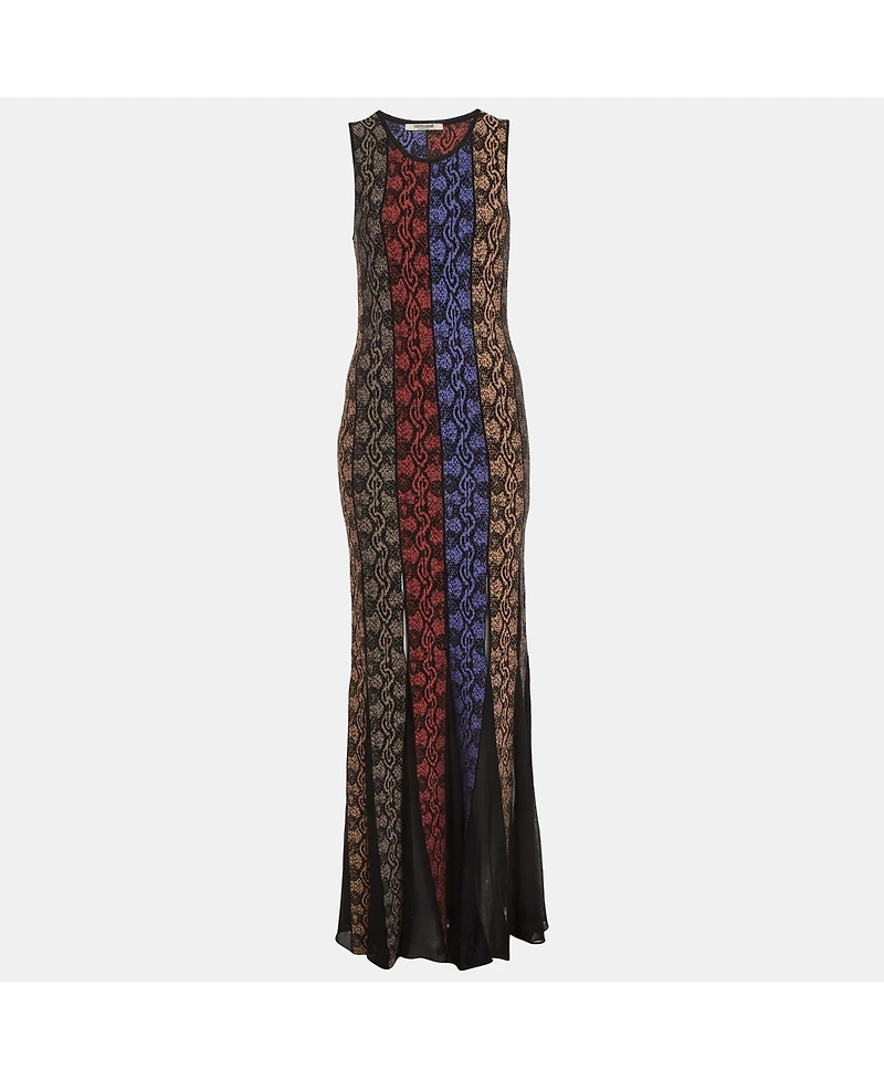 Pre-Owned Roberto Cavalli Women's Panelled Knit Sleeveless Maxi Dress