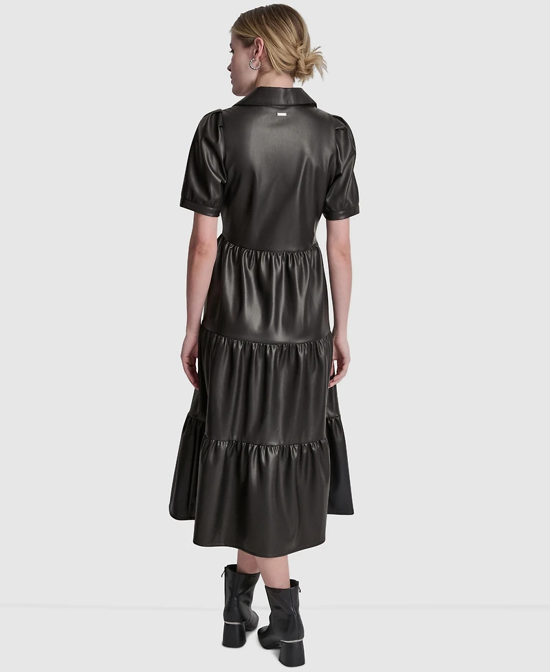 Dkny Jeans Women's Button-Front Tiered Dress