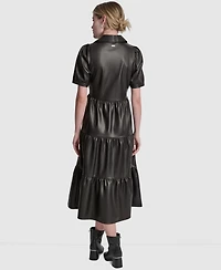Dkny Jeans Women's Button-Front Tiered Dress