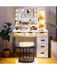 Vlsrka Vanity Desk with Hollywood Mirror and Led Lights