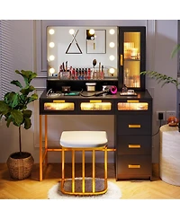 Vlsrka Vanity Desk with Hollywood Mirror and Led Lights