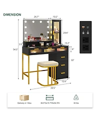 Vlsrka Vanity Desk with Hollywood Mirror and Led Lights