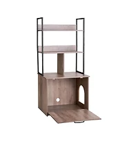Ruie 23.6 in Cat Litter Box Enclosure Cabinet with Storage Shelves Modern