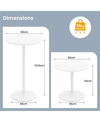 Gymax Round Bar Table Set of 4 w/Adjustable Height and Metal Base Modern Cocktail Table