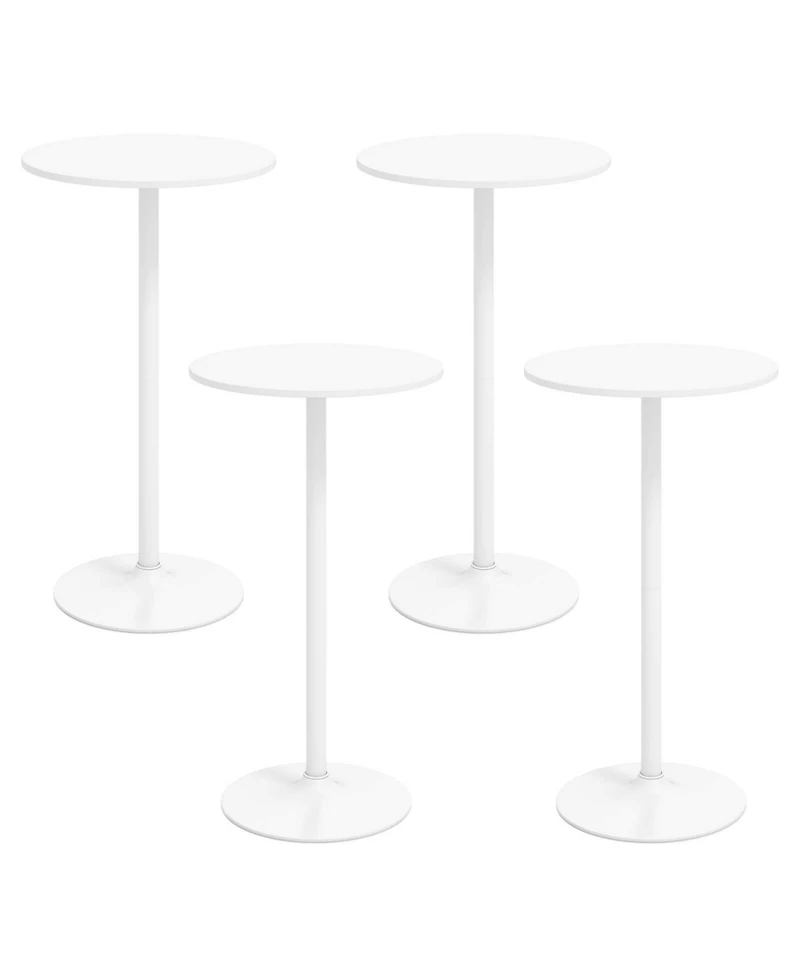 Gymax Round Bar Table Set of 4 w/Adjustable Height and Metal Base Modern Cocktail Table
