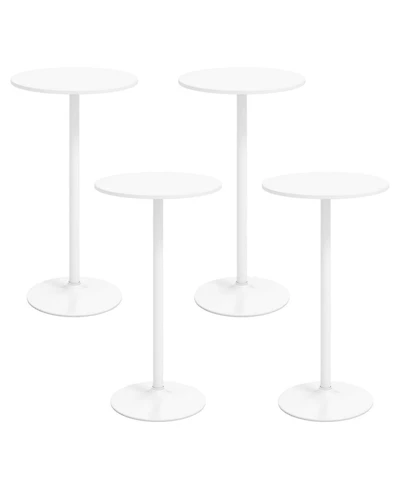 Gymax Round Bar Table Set of 4 w/Adjustable Height and Metal Base Modern Cocktail Table