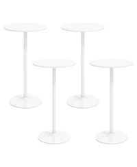 Gymax Round Bar Table Set of 4 w/Adjustable Height and Metal Base Modern Cocktail Table