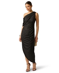 Adrianna Women's One Shoulder Ruched Long Dress