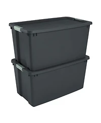 Sterilite 4 Pack 45 Gallon Wheeled Latch Tote, Stackable Plastic Storage Bin