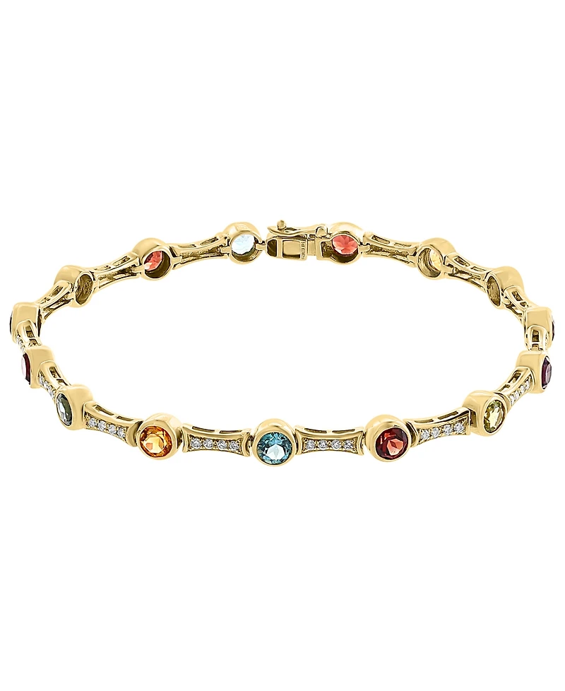 Effy Collection Multi-Gemstone (4-1/3 ct. t.w.) & Diamond Bangle (3/8 ct. t.w.) in Gold Over Silver