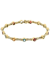 Effy Collection Multi-Gemstone (4-1/3 ct. t.w.) & Diamond Bangle (3/8 ct. t.w.) in Gold Over Silver