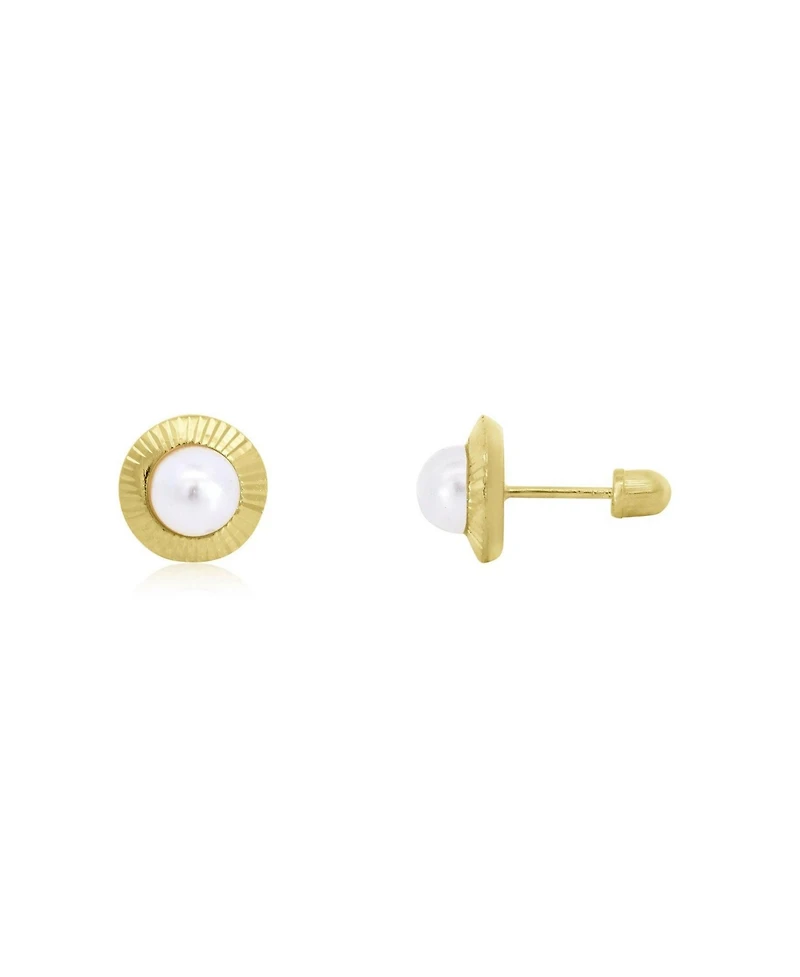 The Lovery Fluted Pearl Screw Back Stud Earrings