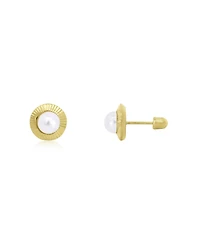 The Lovery Fluted Pearl Screw Back Stud Earrings