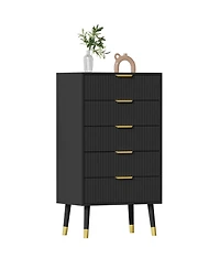 homfan Modern 3/4/5-Drawer Dresser with Metal Legs and Handles, Tall Chest of Drawers for Bedroom, Living Room, Entryway