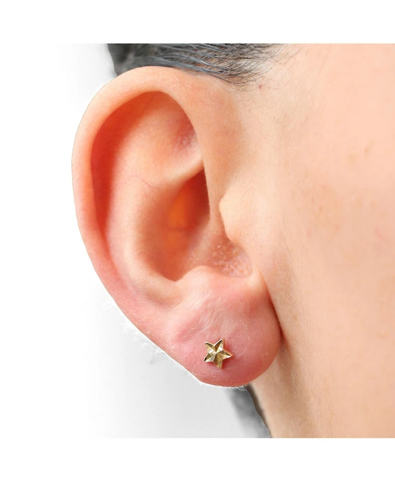 The Lovery Fluted Puffy Star Stud Earrings 14K Yellow Gold