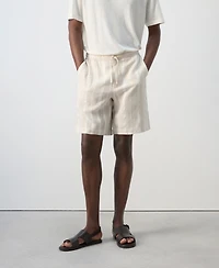 Mango Men's Striped Linen-Blend 8.54" Bermuda Shorts