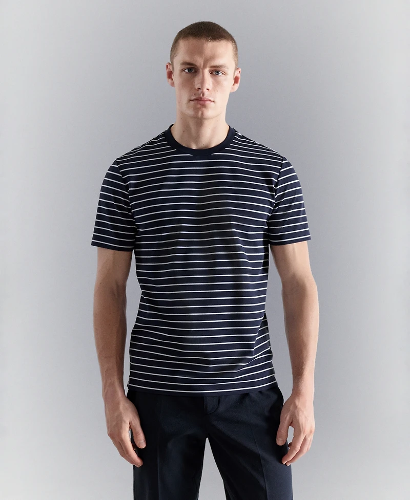Mango Men's Coolmax Slim-Fit Striped T-Shirt