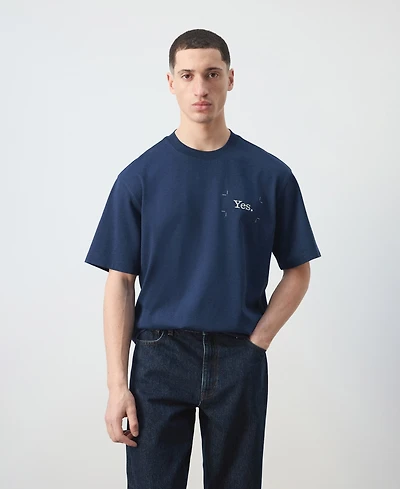 Mango Men's Cotton Printed T-Shirt