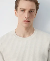 Mango Men's Ribbed Knit T-Shirt
