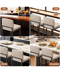 homfan Set of 4/6 Counter Height Bar Stools, 24.8 Inch Upholstered Chairs with Backrest and Metal Legs, Home Game Room