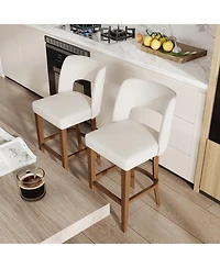 homfan Bar Stools Set of 2, 26 Inches Upholstered Bar Stools with Wood Legs, Modern Ergonomic Bar Stools Kitchen Island Dining Room Bar