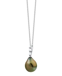 Macy's Cultured Tahitian Pearl (11mm) & Diamond Accent Necklace in 14k White Gold