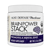 Host Defense BrainPower Stack Powder - Targeted Brain Support Supplement - Powder Mushroom Supplement with Lion's Mane, Niacin (B3) & Vitamin B12