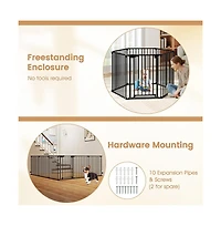Ruie Extra Wide Pet Safety Gate with 6 Panels and 34.5-154 in Adjustable Width