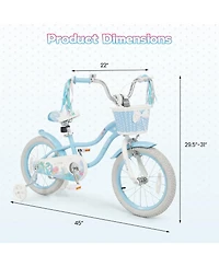 Gymax 16'' Kids Bike Toddler Bicycle w/Training Wheels Hand and Coaster Brakes Handlebar