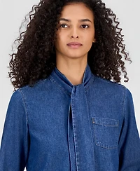 Anne Klein Women's Tie-Neck Button-Front Long-Sleeve Top