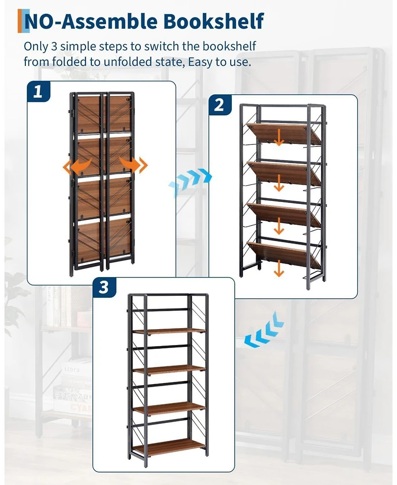 gaomon No-Assembly Folding Bookshelf
