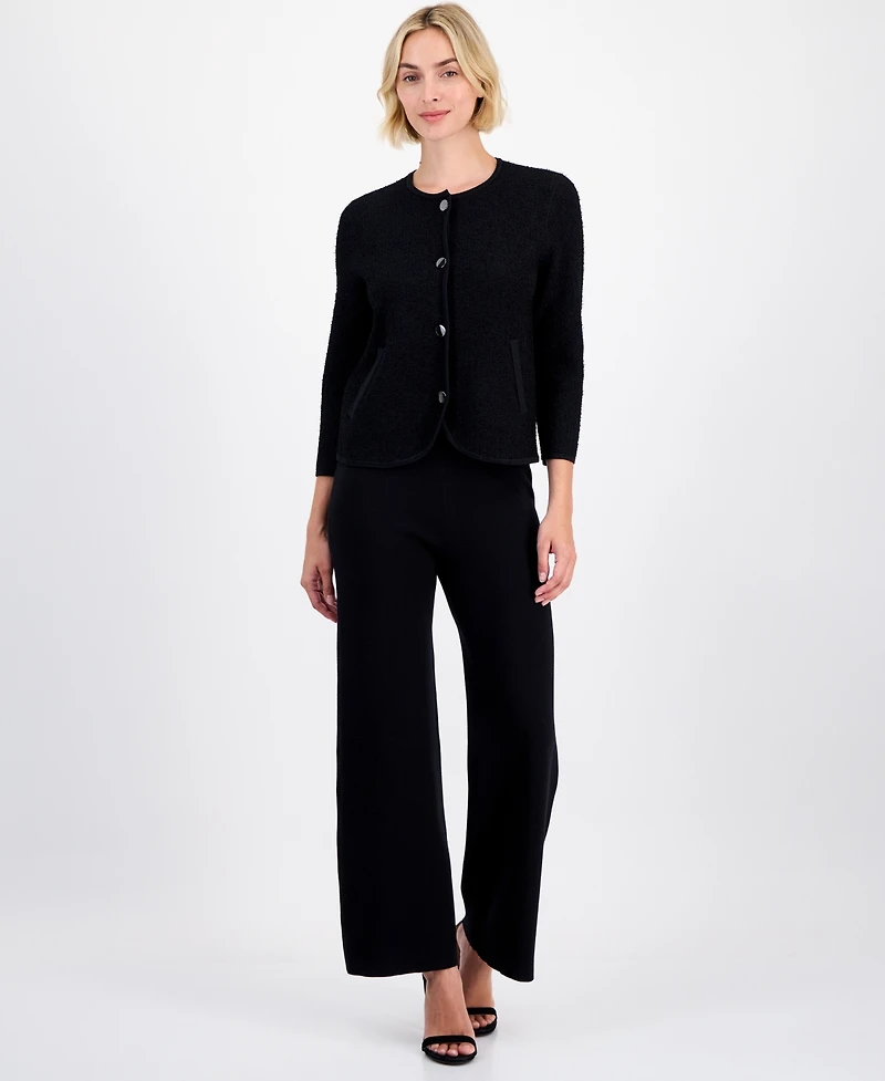 Anne Klein Women's Eyelash-Texture Patch-Pocket Cardigan