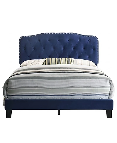 Best Qualityl Furniture 48.5" Velvet Queen Panel Bed with Upholstery
