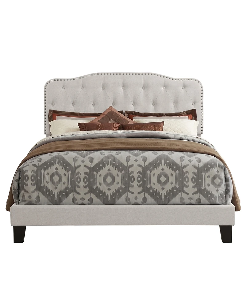 Best Quality Furniture 48.5" Fabric Full Panel Bed with Linen Upholstery
