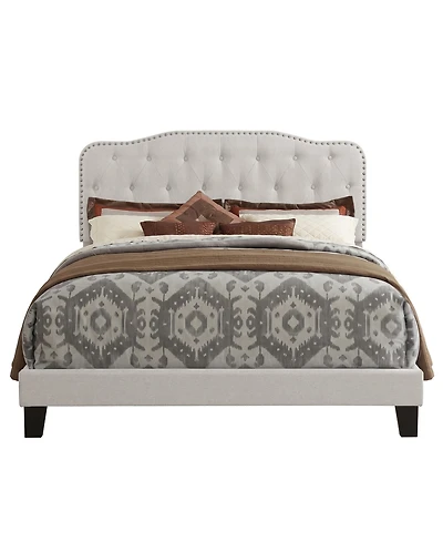 Best Quality Furniture 48.5" Fabric Twin Panel Bed with Linen Upholstery
