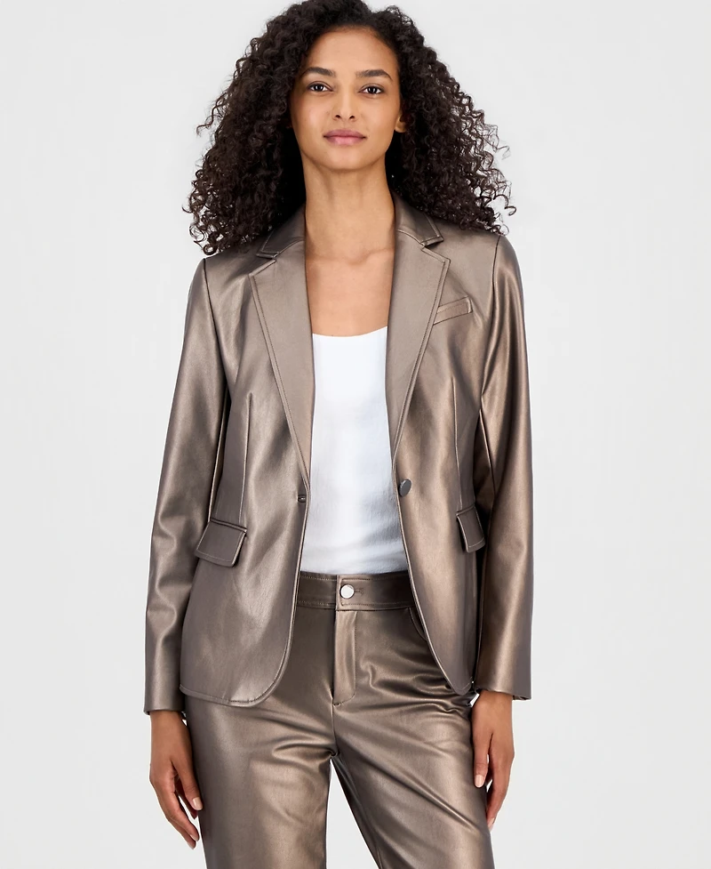 Anne Klein Women's Notch-Collar Single-Button Jacket