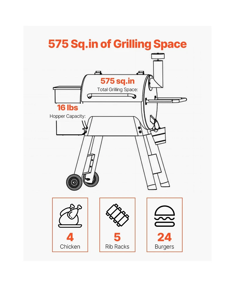 Cozito Wood Pellet Grill Smoker, Bbq Grill with Cook Area and WiFi Control