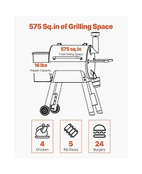 Cozito Wood Pellet Grill Smoker, Bbq Grill with Cook Area and WiFi Control