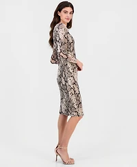 Anne Klein Petite Printed Boat Neck Midi Dress