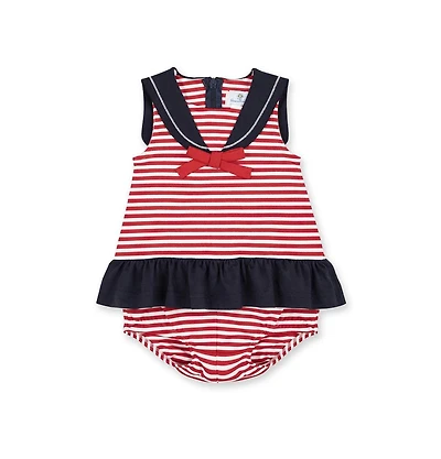 Florence Eiseman Baby Girl Stripe Knit Romper With Sailor Collar
