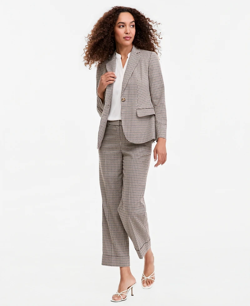 Anne Klein Petite Houndstooth Single-Button Blazer