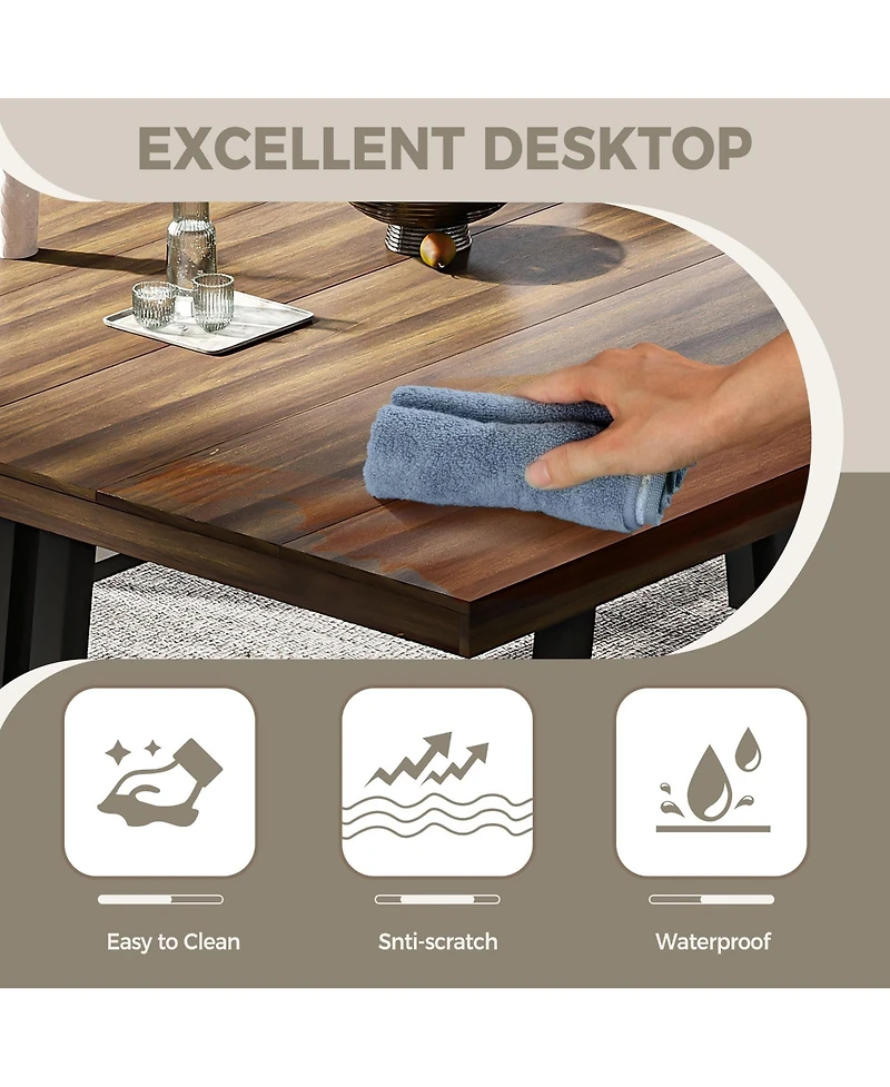 gaomon 71" Farmhouse Dining Table Set of 2, Rectangular for 6-8 People, Adjustable Feet, Kitchen and Room