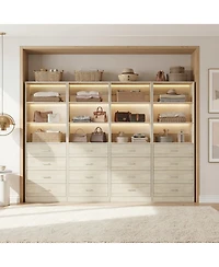 Aheaplus 1-4 Pieces 21.3inch Closet Drawer System, Walk-in Closet Tower with 4 Wooden Drawers and Shelves