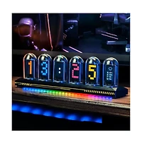 Artudatech Nixie Tube Clock with Wi-Fi Sync – Ips Display, Rgb Light & Weather for Desk