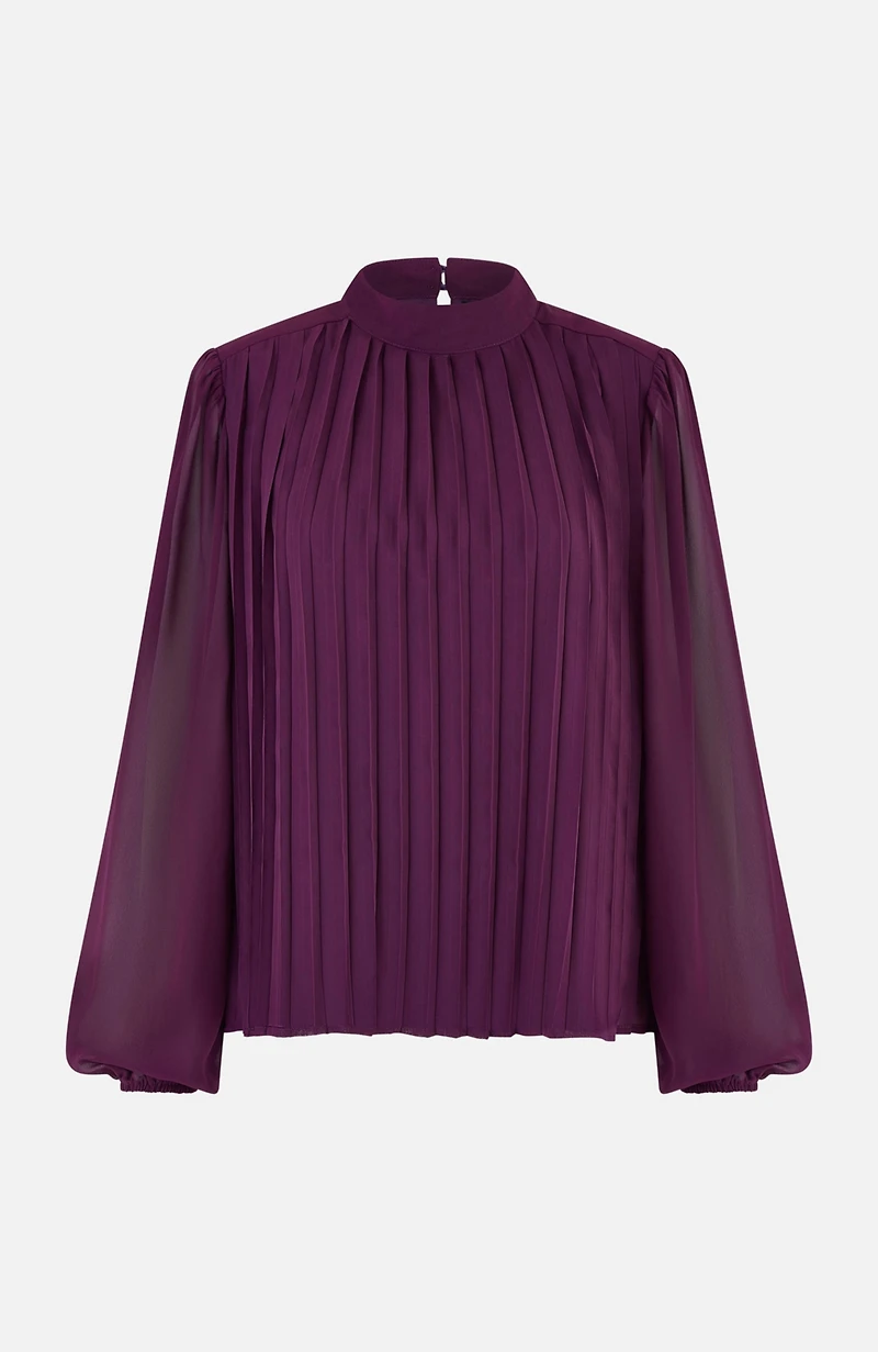 Yumi Women's Pleated Long Sleeve Top