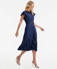 Tommy Hilfiger Women's Collar Short-Sleeve Midi Dress