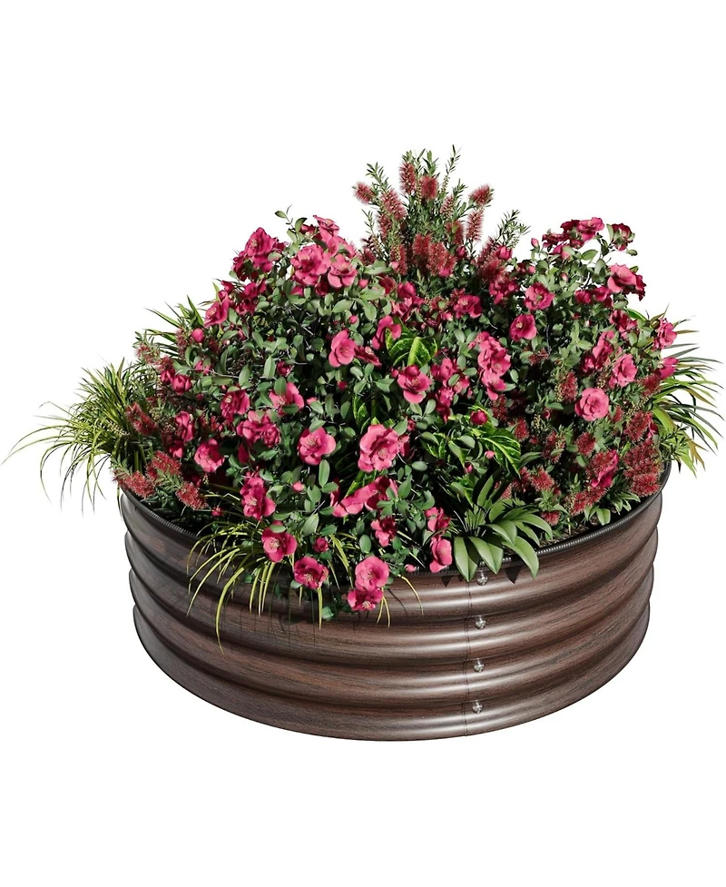 Xo Round Metal Raised Garden Bed 2x1 ft, Galvanized Steel Planter Box, Rubber Edge, Rustproof, Easy Assembly