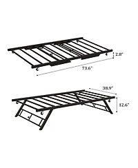 homfan Pop-Up Trundle Daybed Frame with Lockable Casters, Metal Slat Support, Space-Saving Design, No Box Spring Needed